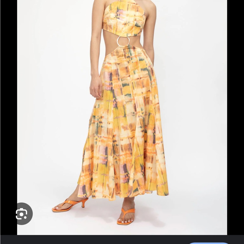 cult gaia Yellow & Orange Printed Cutout Maxi Dress